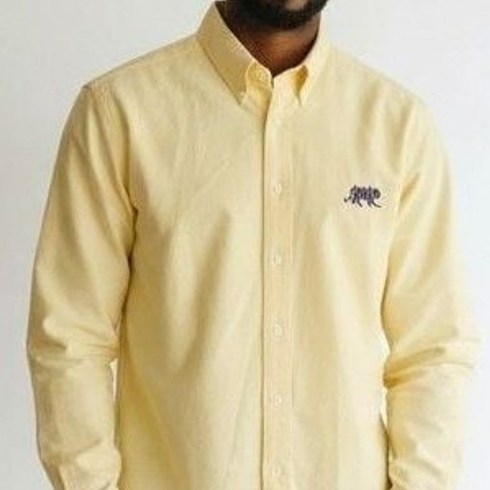 Pennington & Bailes Yellow Long Sleeve Button Down Shirt with LSU Tiger Sz L